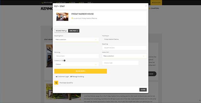 Takeflite online booking screen